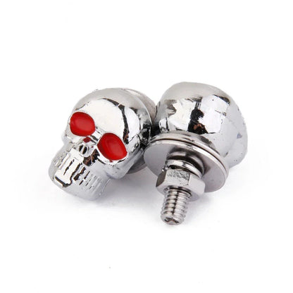 Cool Skull License Plate Frame Bolt Covers for Motorcycle Chopper