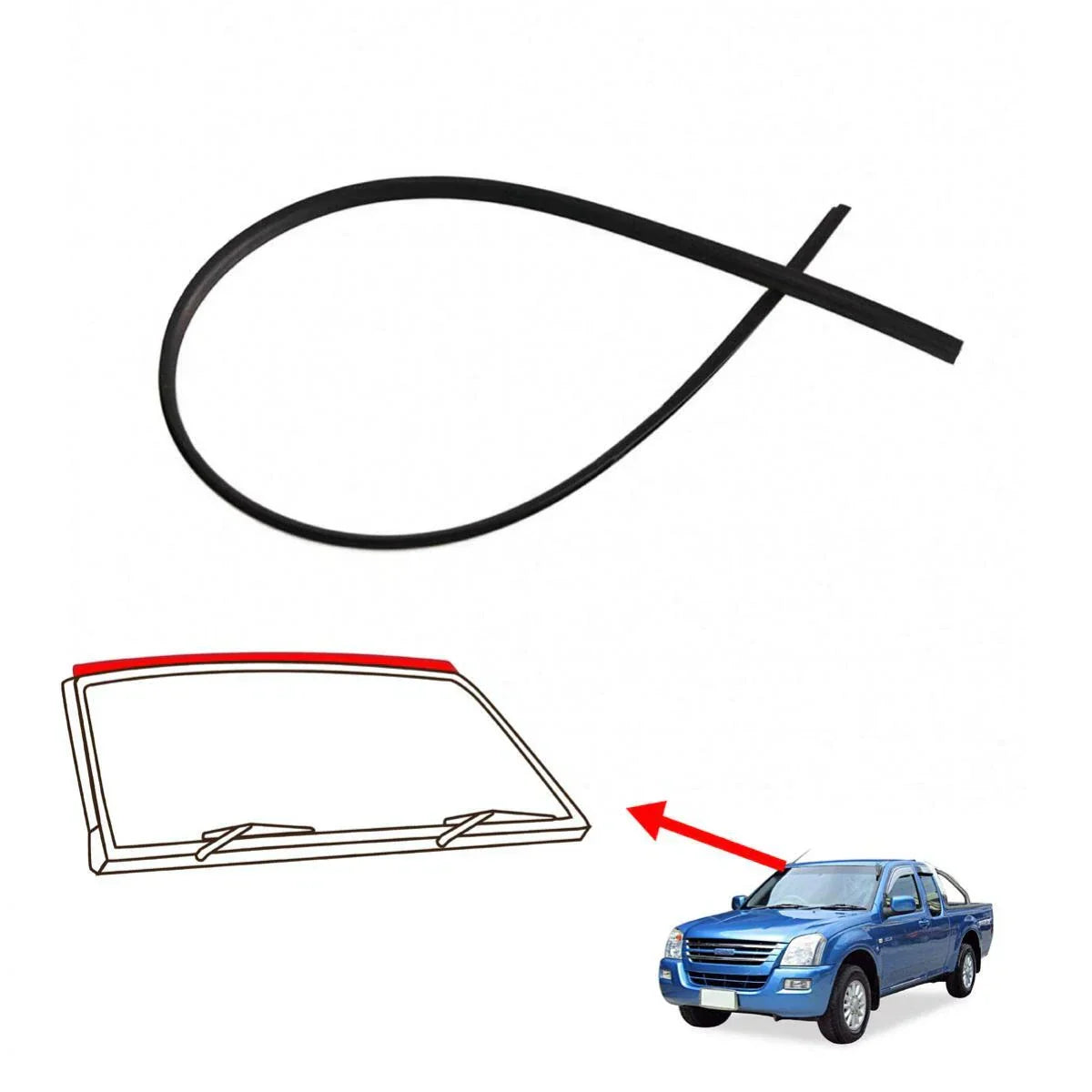 Upper Windshield Glass Molding Seal Rubber Fits Isuzu D-MAX Ute Truck 2003-11