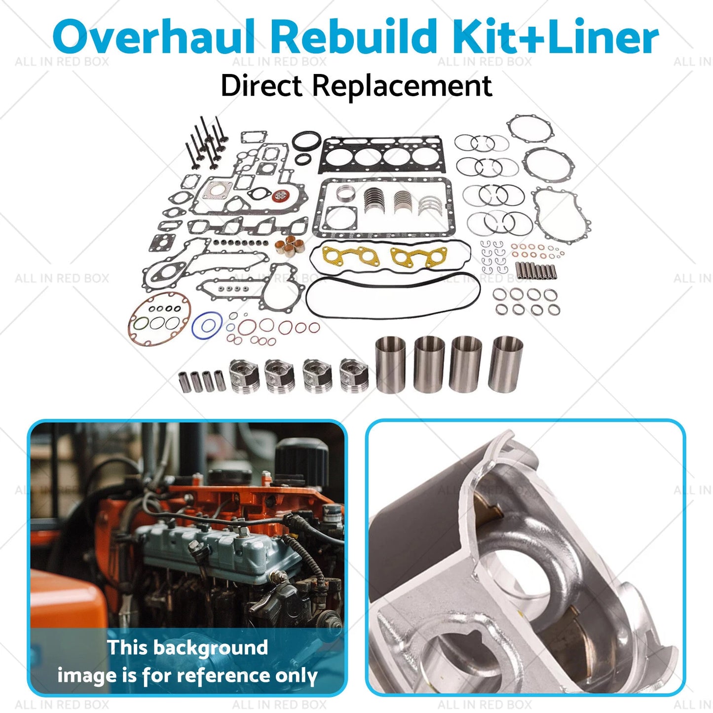 Overhaul Rebuild Kit for Kubota L4200 V2203 Bobcat 753