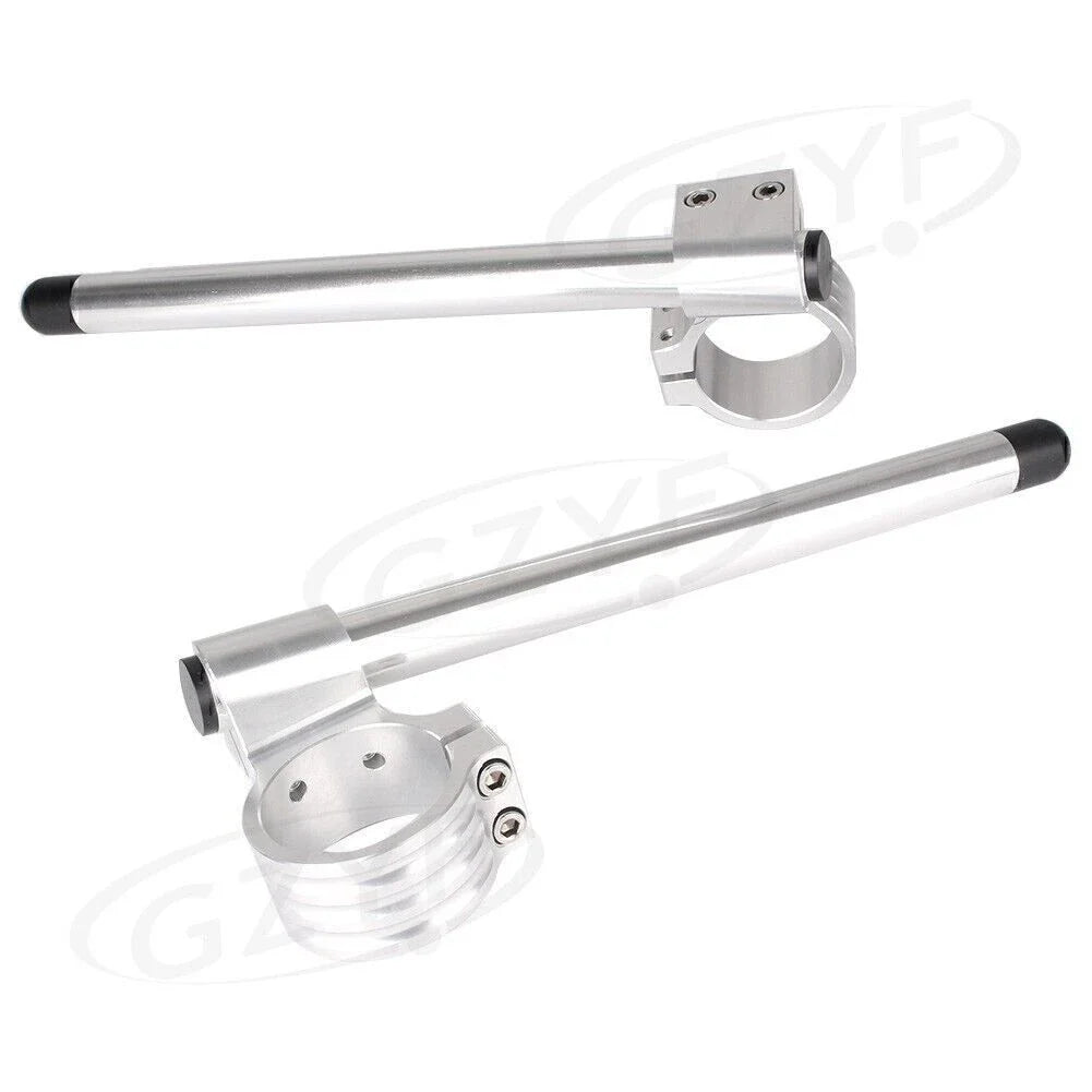 35mm Clip On Handlebar Fork Tubes for Universal Motorcycle - Silver