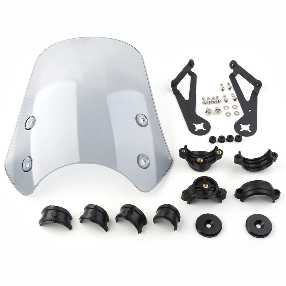 Grey Windscreen Windshield w/ Bracket for Harley Dyna Softail (2006-2023)