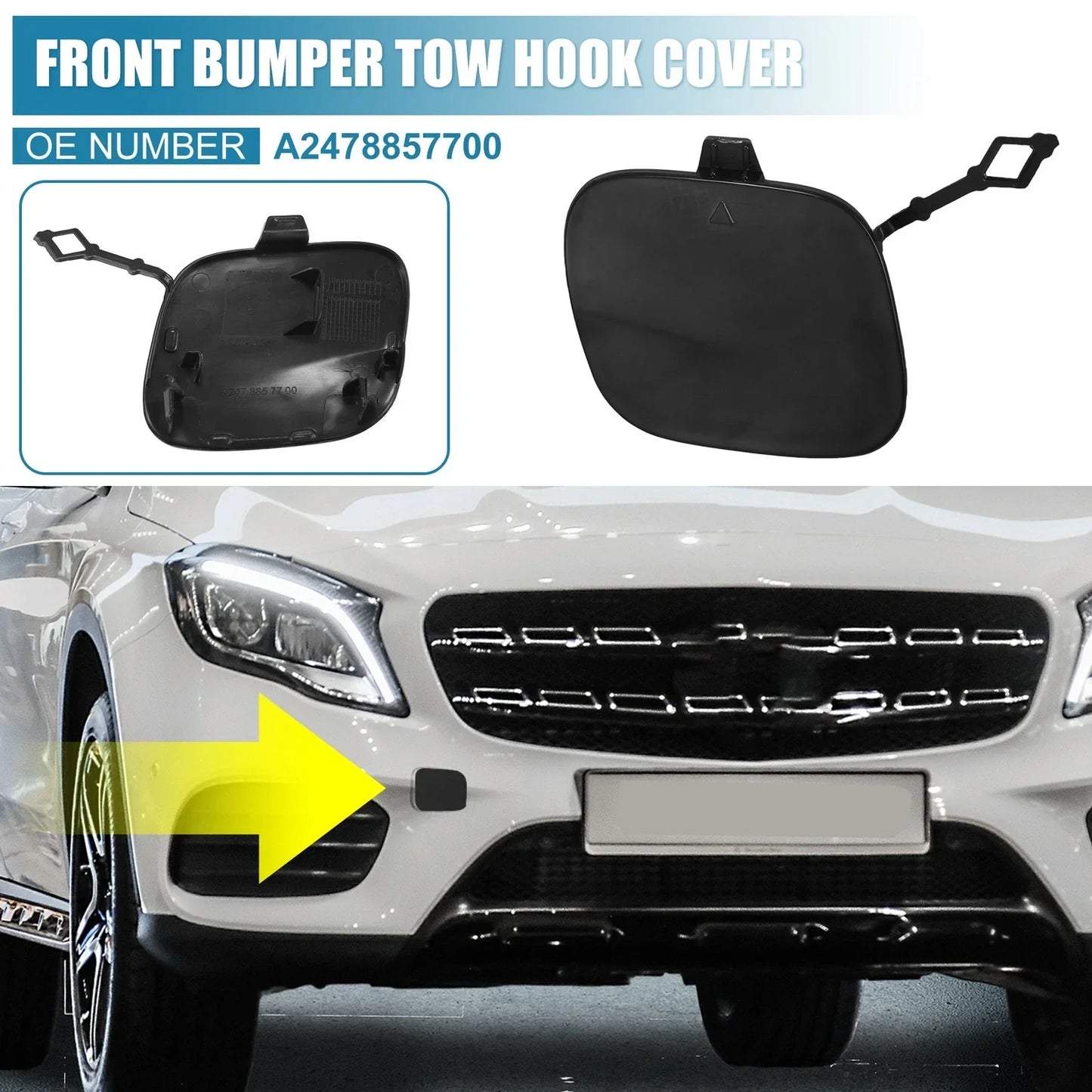 Front Right Bumper Tow Hook Cover for Mercedes-Benz GLB250 (2020-2022) Black