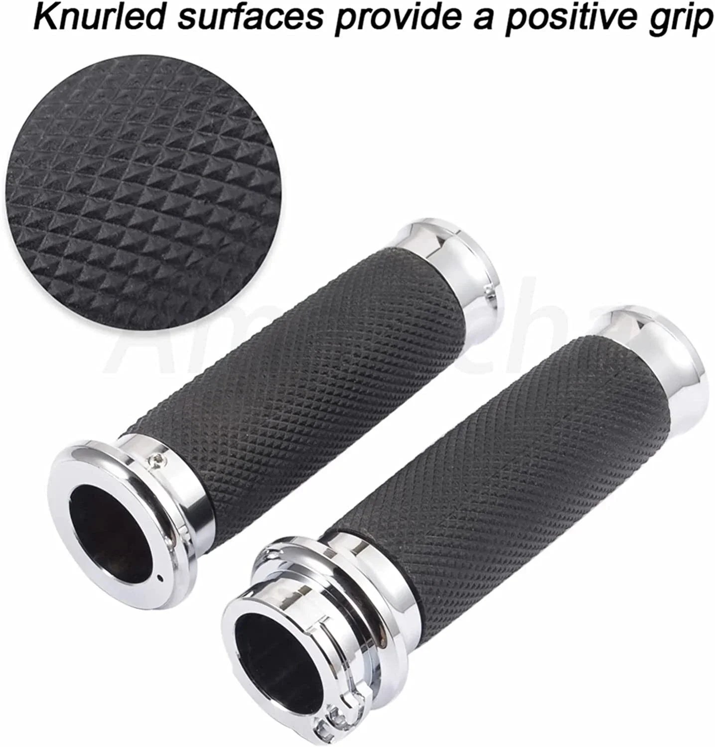 25mm Chrome Handlebar Hand Grips for Harley Sportster, Dyna, Softail (2004-2023)