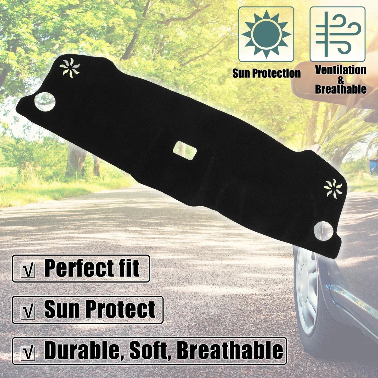 Car Dashboard Cover Black Polyester Non-slip Mat for Honda Vezel (2021-2023)