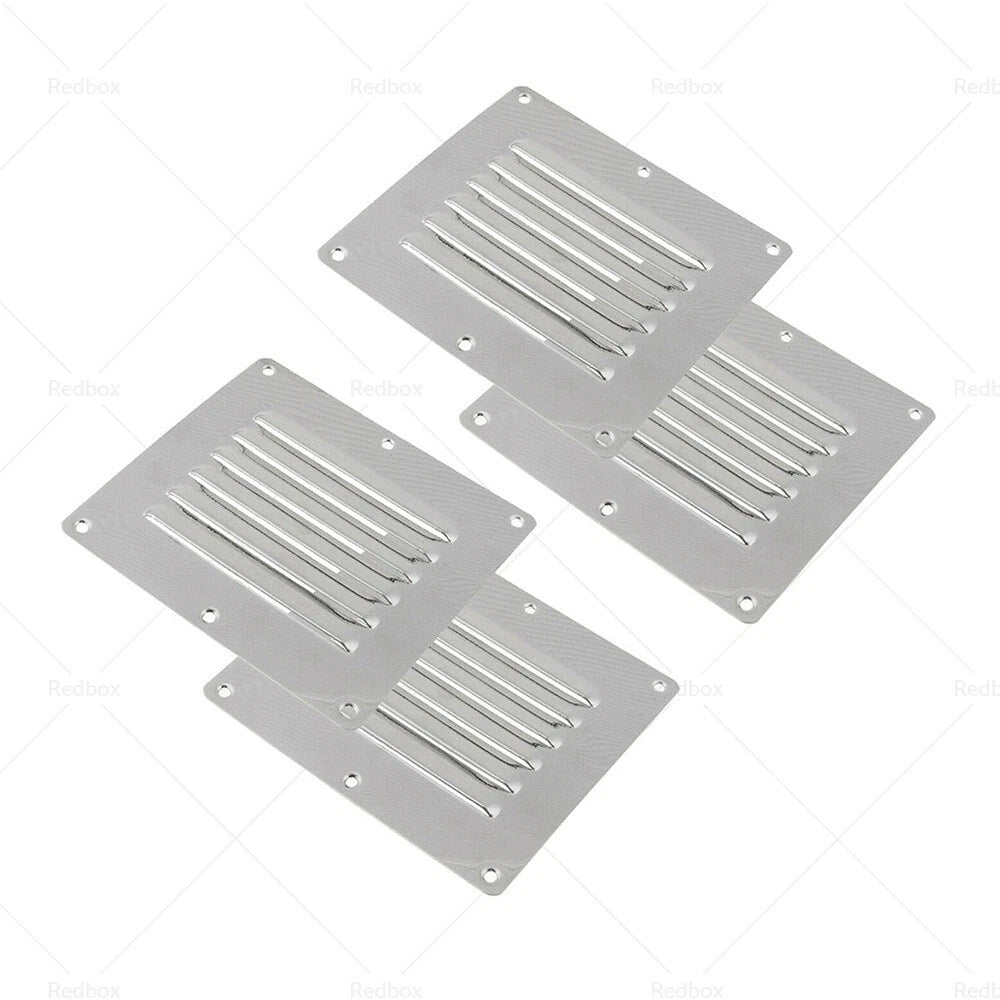 4 x Stainless Steel Rectangular Air Vents for Caravan Boat Home