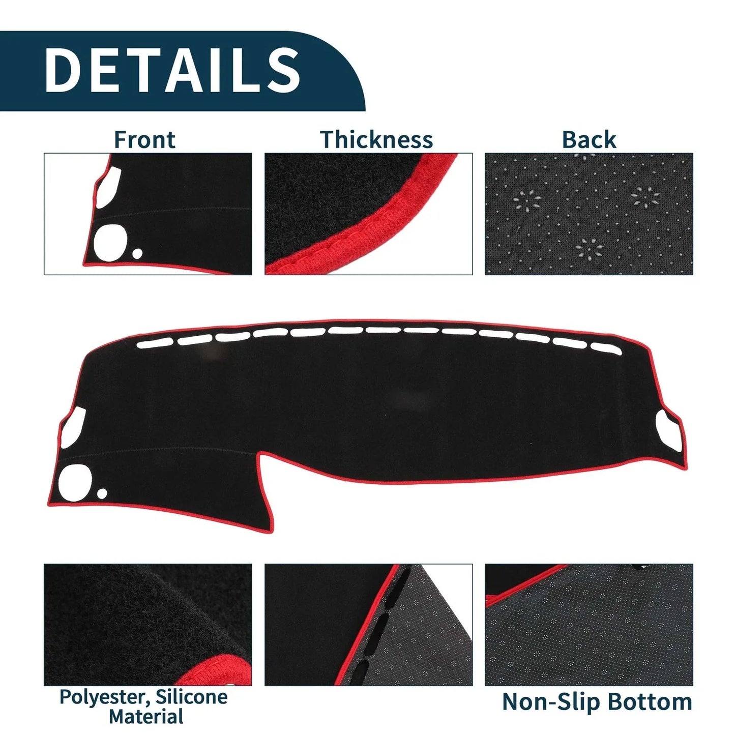Dashboard Cover Mat for Mercedes Benz S Class W222 2014-2020 Black Red
