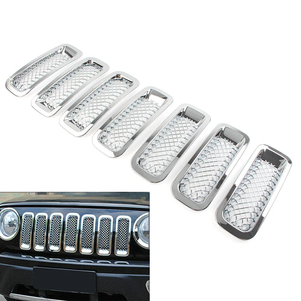 7 Pcs Chrome Front Mesh Grille Cover for Jeep Patriot (2011-2017)