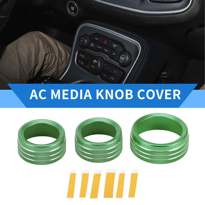 AC Media Tune Switch Knob Cover Ring for Dodge Challenger (2015-2019) 3 x Pcs