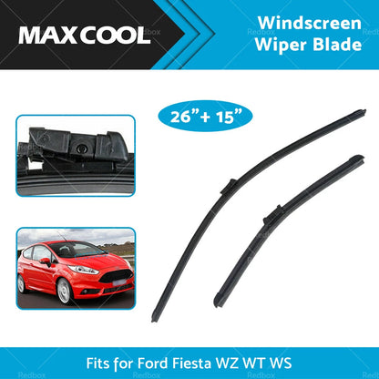 26" + 15" Aero Flat Wiper Blades for Ford Fiesta (2008-On)