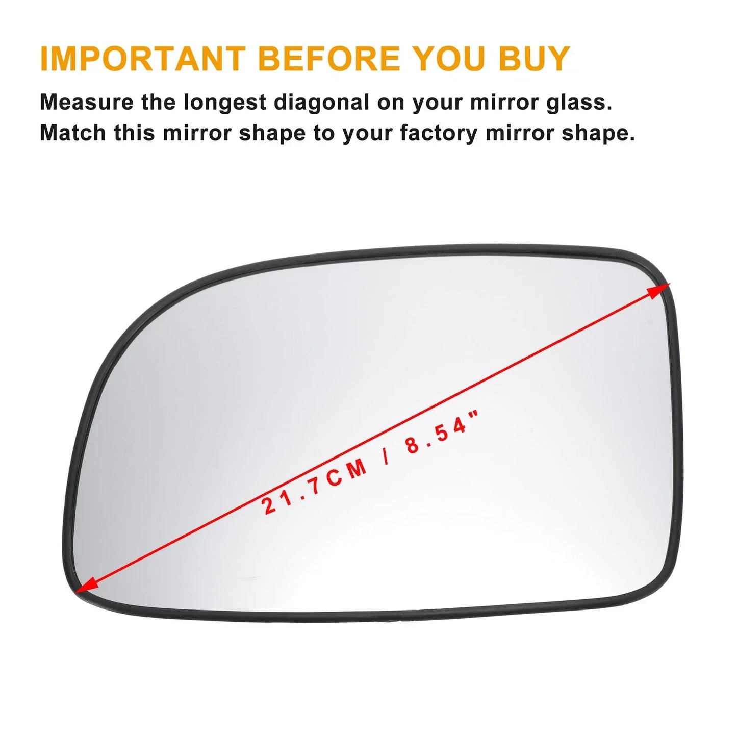 Left Side Heated White Mirror Glass for Hyundai Santa Fe (2007-2012)