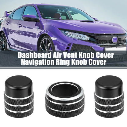 5 x Black Air Vent Knob Trim Covers with GPS Navigation for Honda Civic (2022)