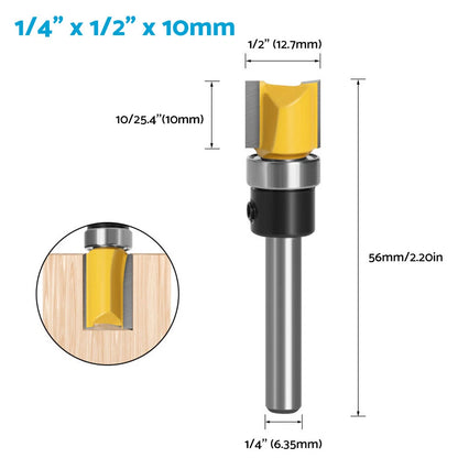 4pcs Milling Cutter Kit 1/4" Shank Flush Trim Router Bits for Woodworking