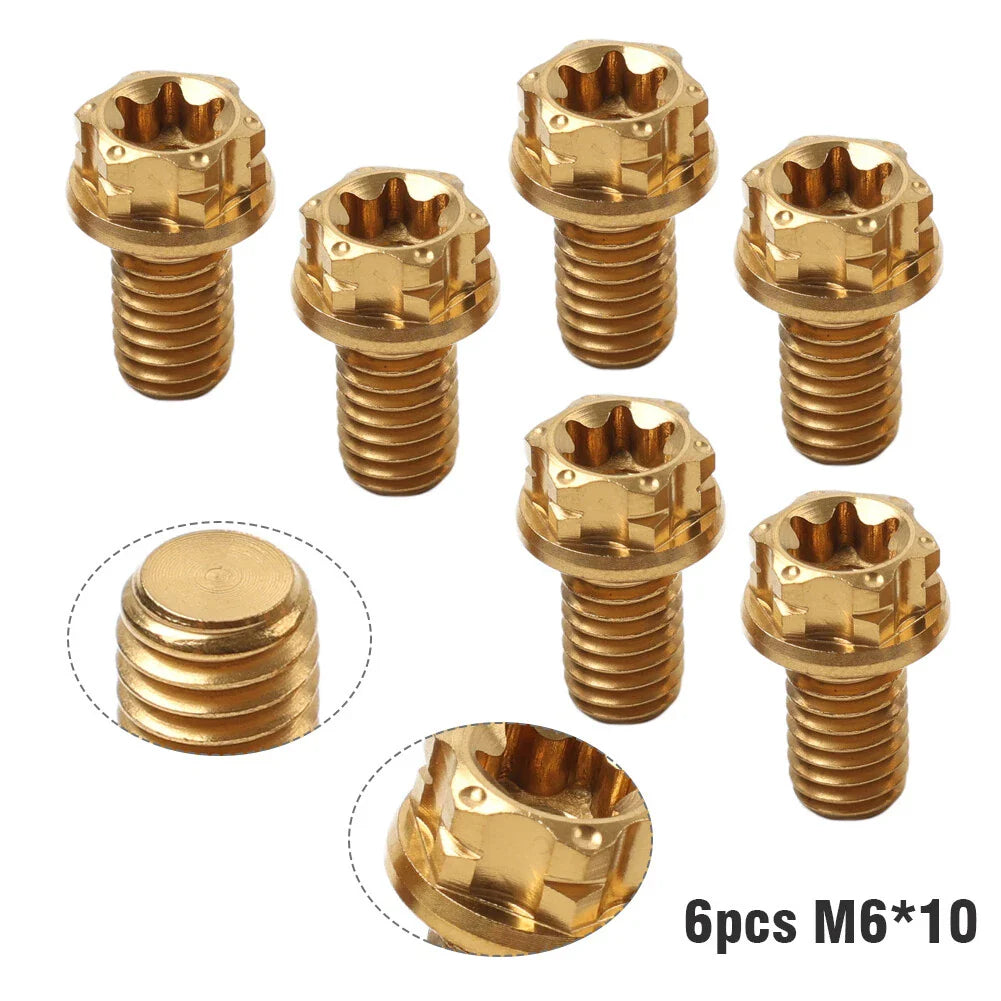 6pcs M6x10mm Titanium Torx Head Flange Screws for Motorcycle/Bike/Bicycle