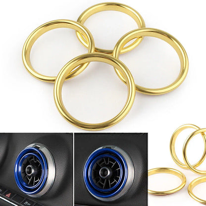 4 x Air Vent Outlet Ring Covers for Audi A3 2012-2019 Stainless Steel Yellow