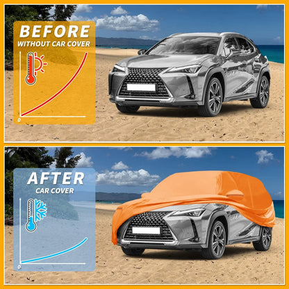 Waterproof All Weather Car Cover for Lexus UX - Orange Cotton with Zipper