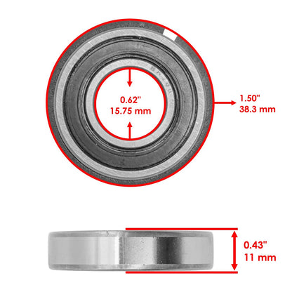Caltric Front Wheel Bearing Replacement for John Deere Z325E Z330M (2006–2021)