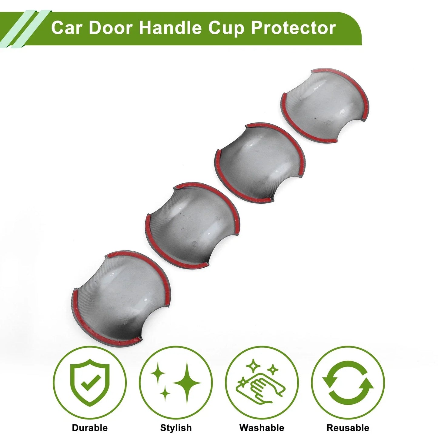 Car Door Handle Cup Protectors for Honda Civic 8th Carbon Fiber Black 4 x Pcs