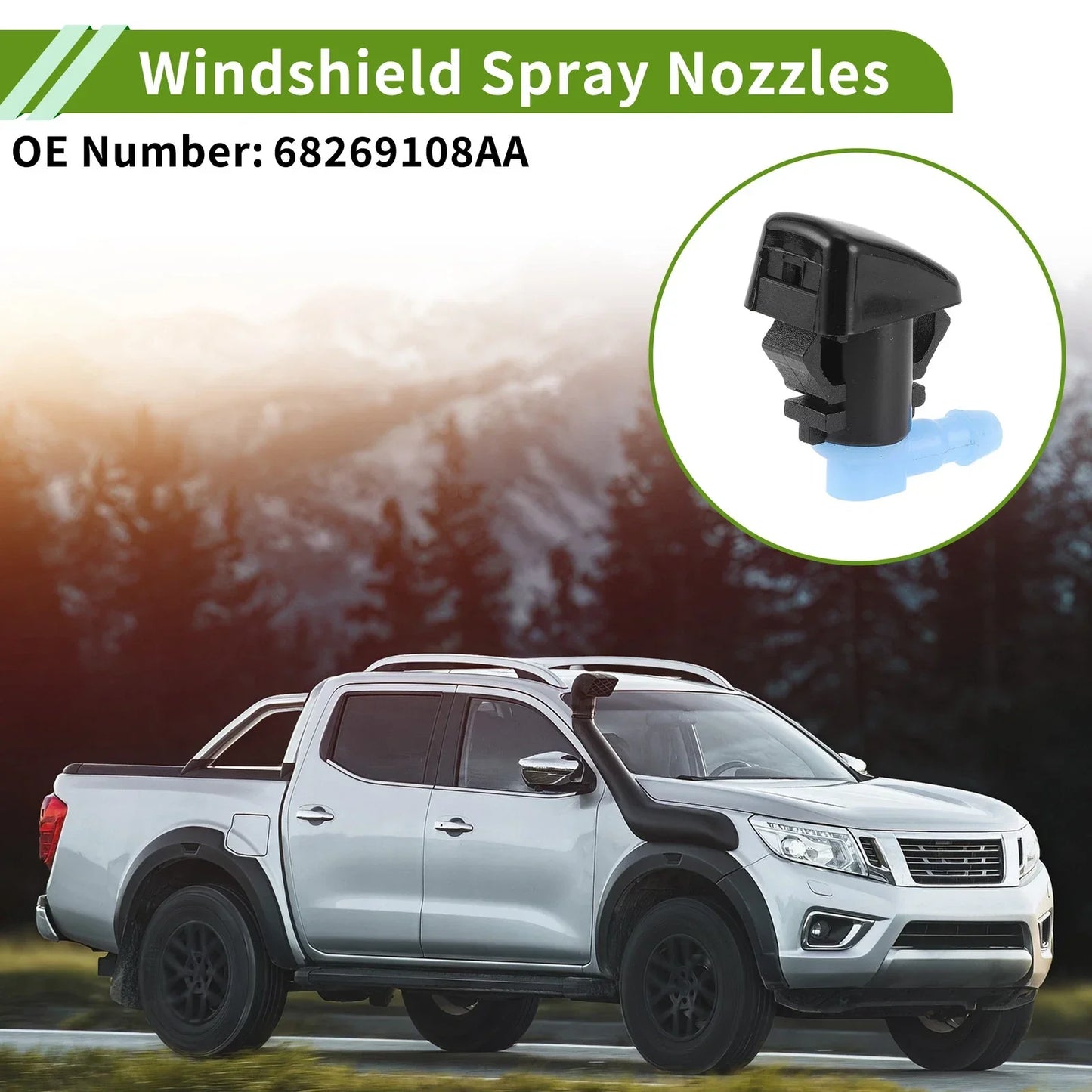 Windshield Washer Nozzle Kit w/ Hose Connector for Dodge (2011-2019)