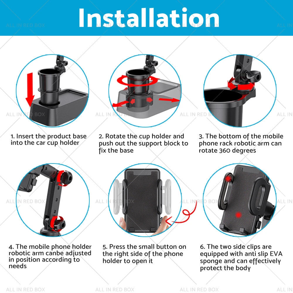2-in-1 Universal Adjustable Car Cup Holder Stand for Cell Phone GPS Mount