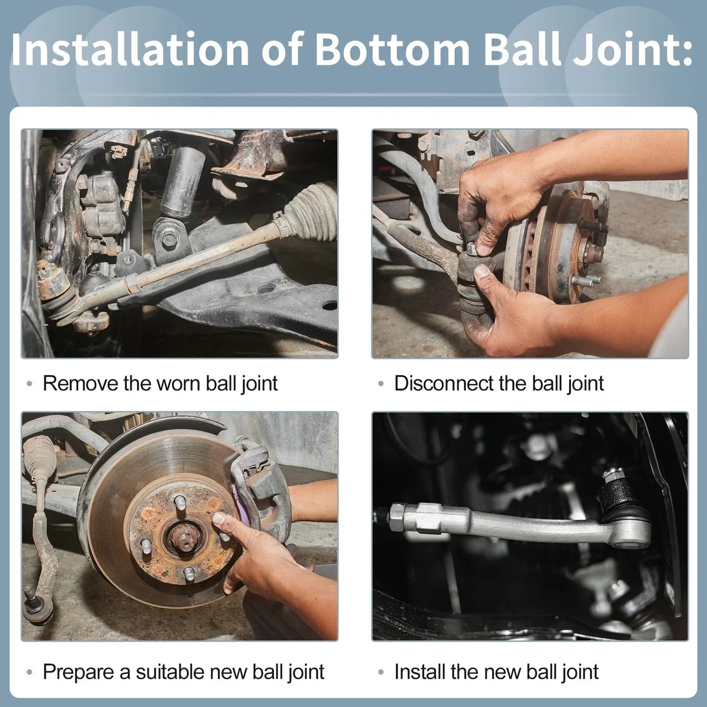 4 x Front Upper Lower Ball Joints for Dodge Ram 2500 3500 (2003-2010)