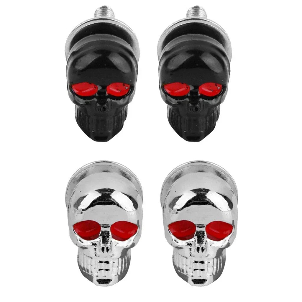 Cool Skull License Plate Frame Bolt Covers for Motorcycle Chopper