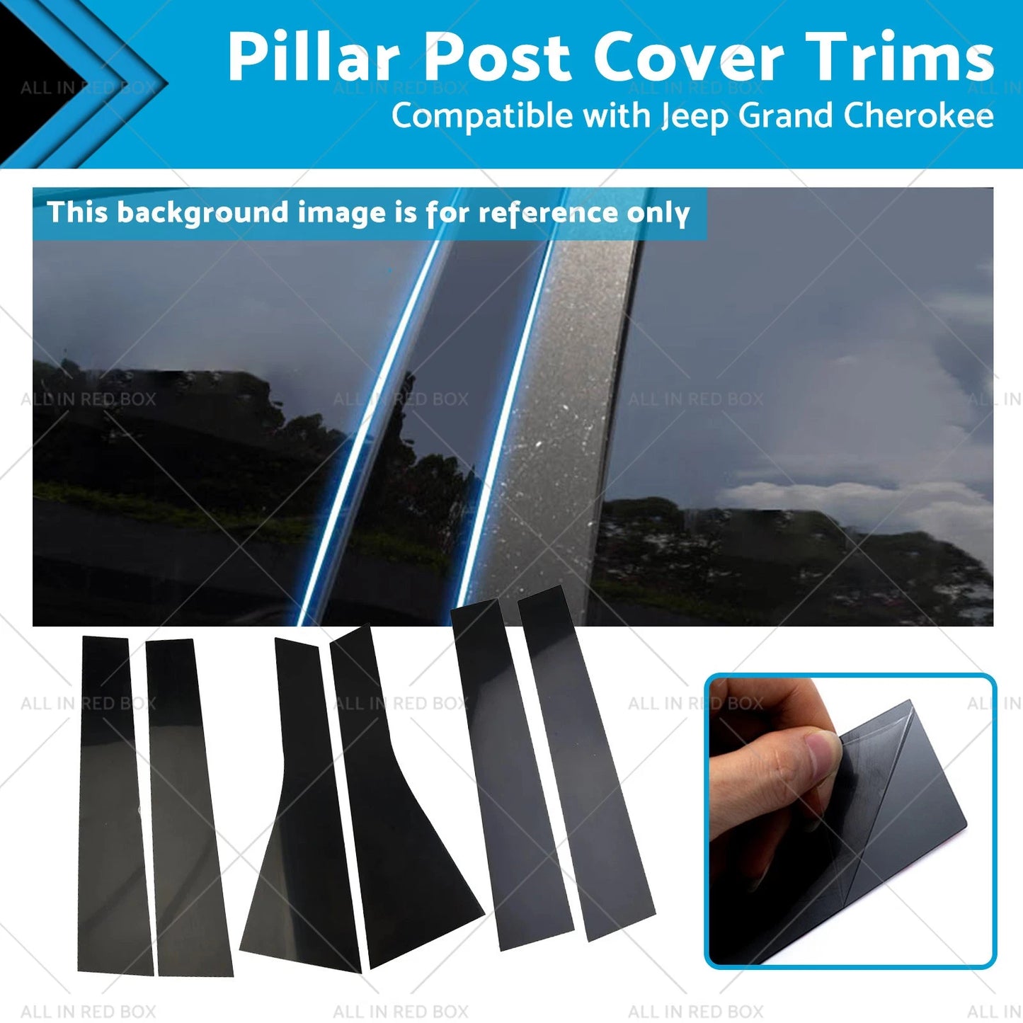 6 x Black Pillar Post Cover Trims for Jeep Grand Cherokee (2011-2021)