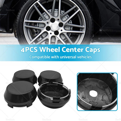 4 x 60mm Black Hub Caps for Universal Wheel Center Rim Caps