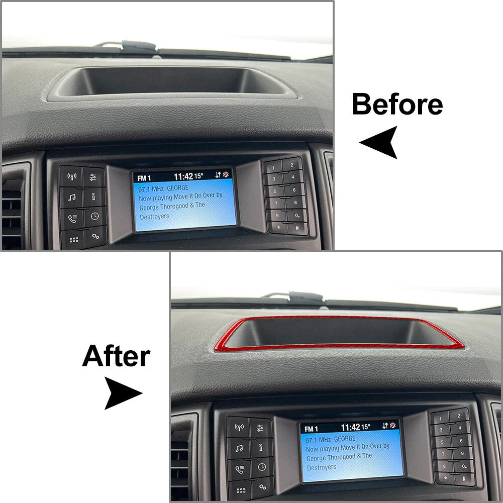 Carbon Fiber Dashboard Storage Box Cover Trim for Ford Ranger (2019-2022)
