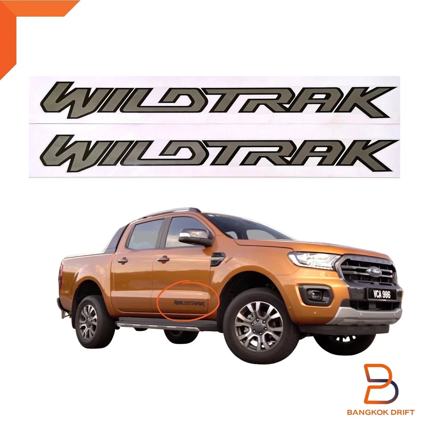 Wildtrak Side Door Decal Sticker for Ford Ranger PX Mk3 (2018-2021)