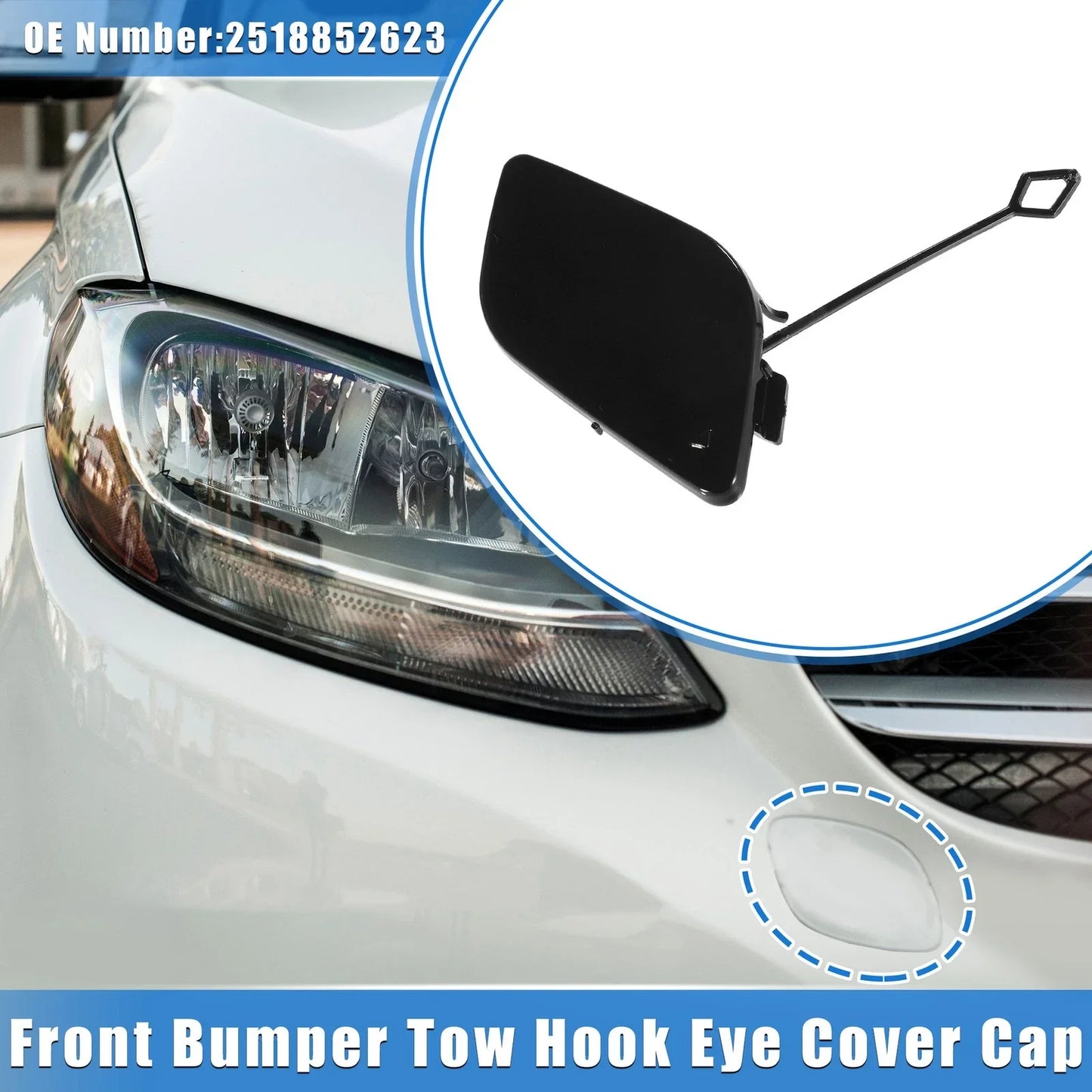 Bumper Tow Hook Eye Hole Cover for Mercedes-Benz R350 (2011-2012) Black