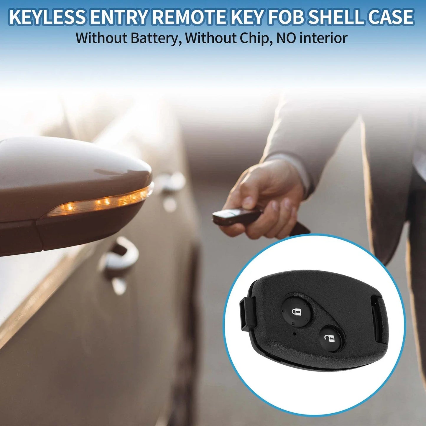 2 x Keyless Entry Remote Key Fob Shell Case for Honda Civic (2006-2013)