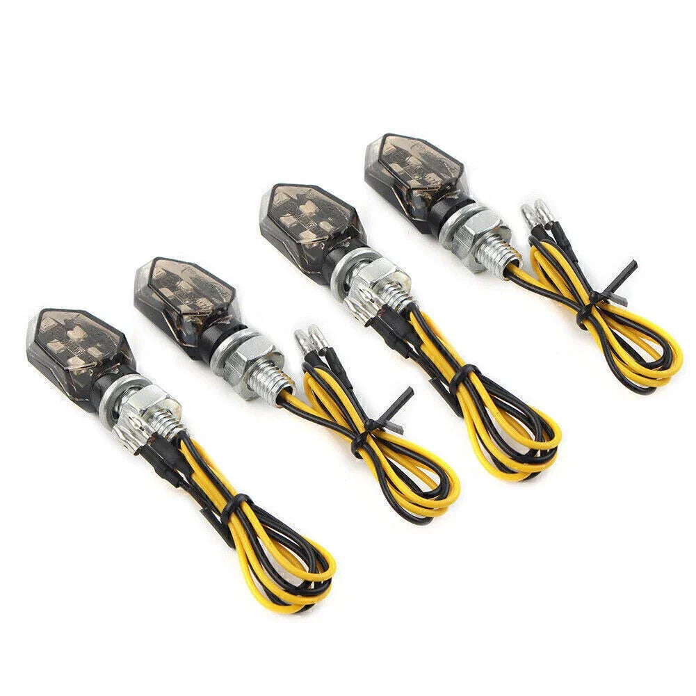 4 x Mini 12V LED Turn Signal Lights for Motorcycle - Amber