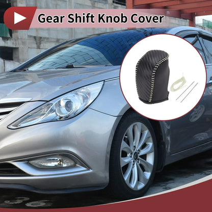 Gear Shift Knob Cover for Hyundai Sonata 2011-2014 Black Beige Faux Leather