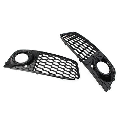 Front Fog Light Honeycomb Grille Cover for Audi A4 B8 (2009-2012) Black