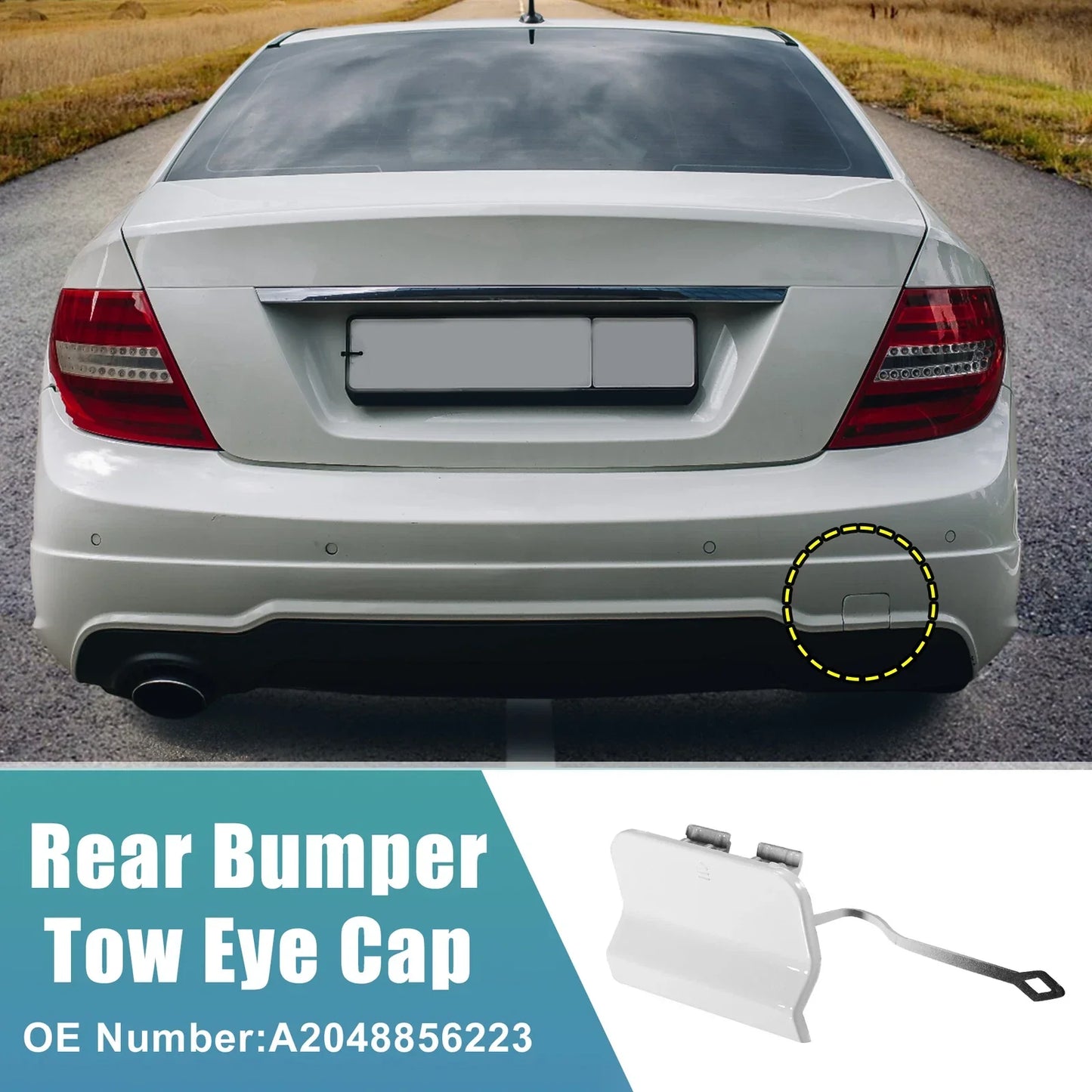 Rear Bumper Tow Hook Cover for Mercedes Benz C250 C300 C350 (2012-2015)
