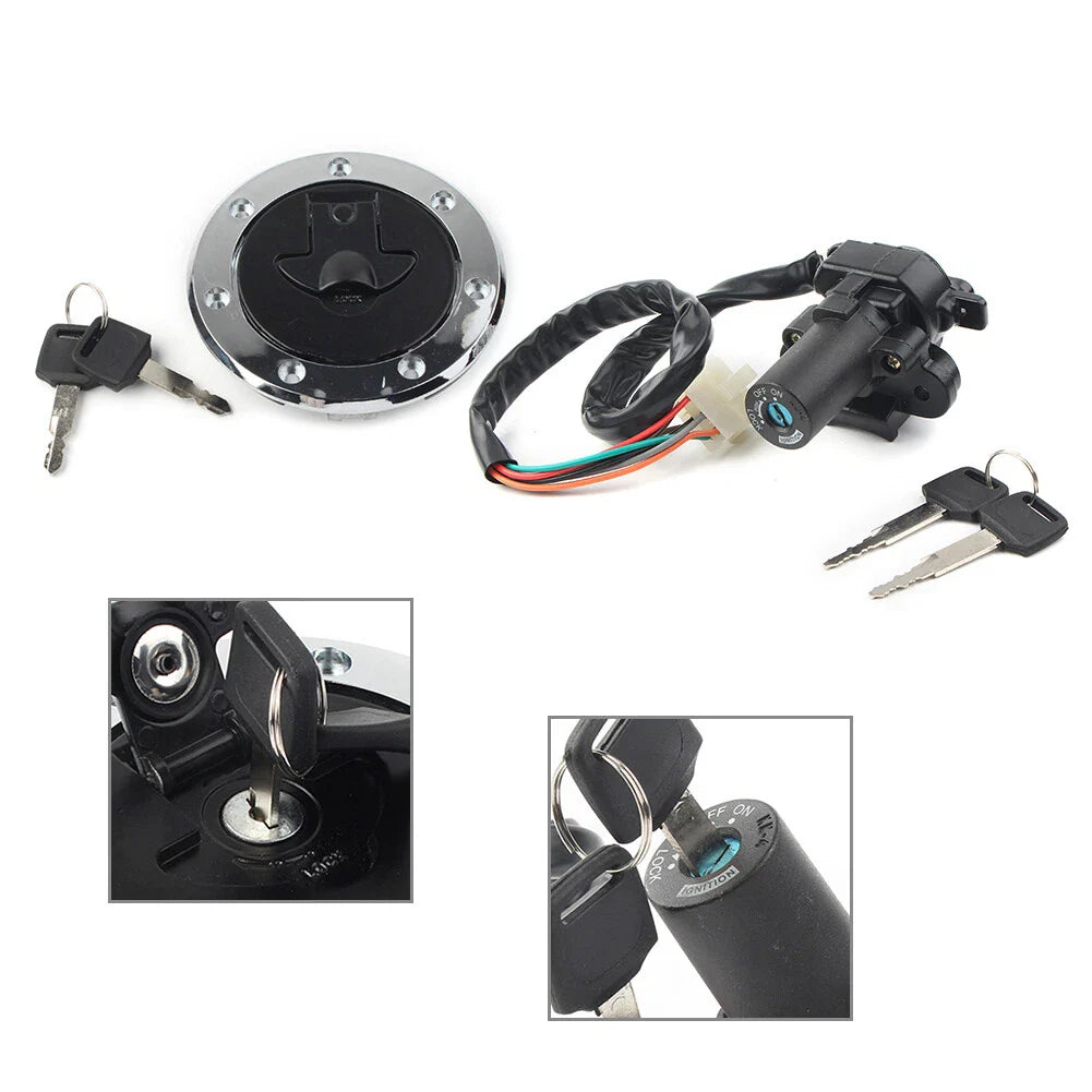 Fuel Gas Cap Ignition Switch Lock Set for Kawasaki Ninja ZX6R ZX7R ZX9R (2000-2002)