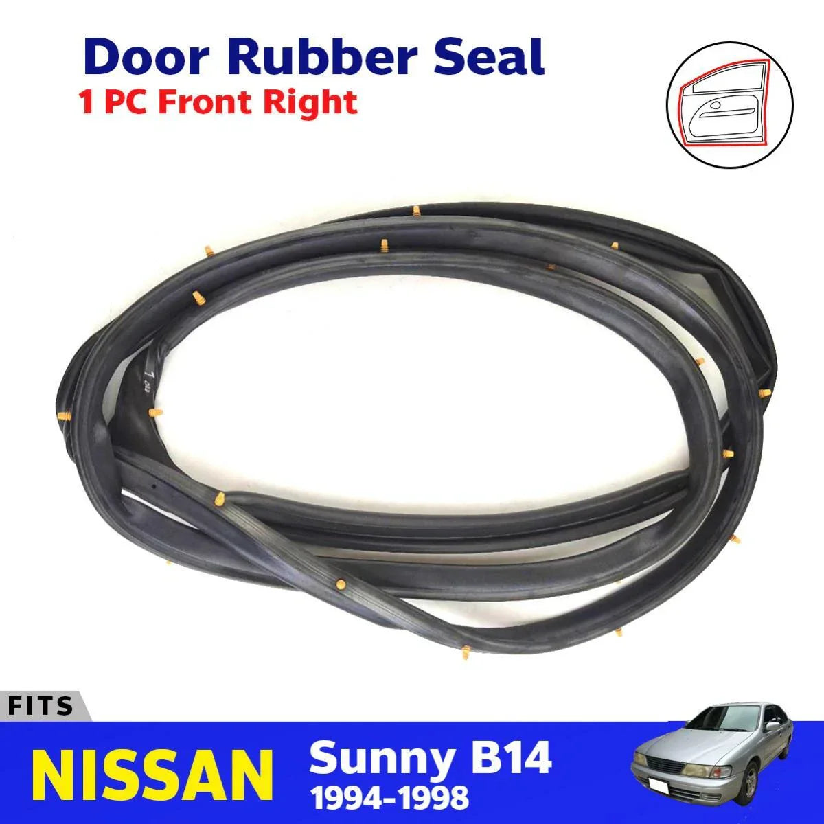 Door Rubber Seal Weatherstrip Front RH Fits Nissan Sunny B14 4D Sedan 1994-98