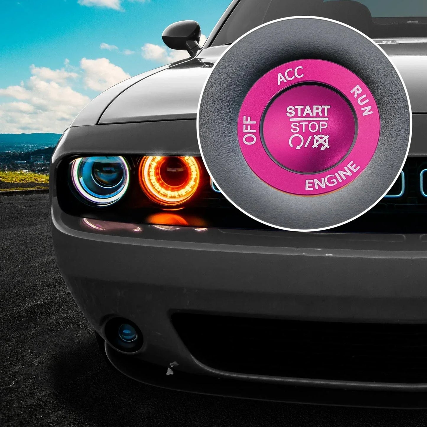Push Start Stop Button Cover Trim Kit for Dodge Charger Challenger (2015-2023)