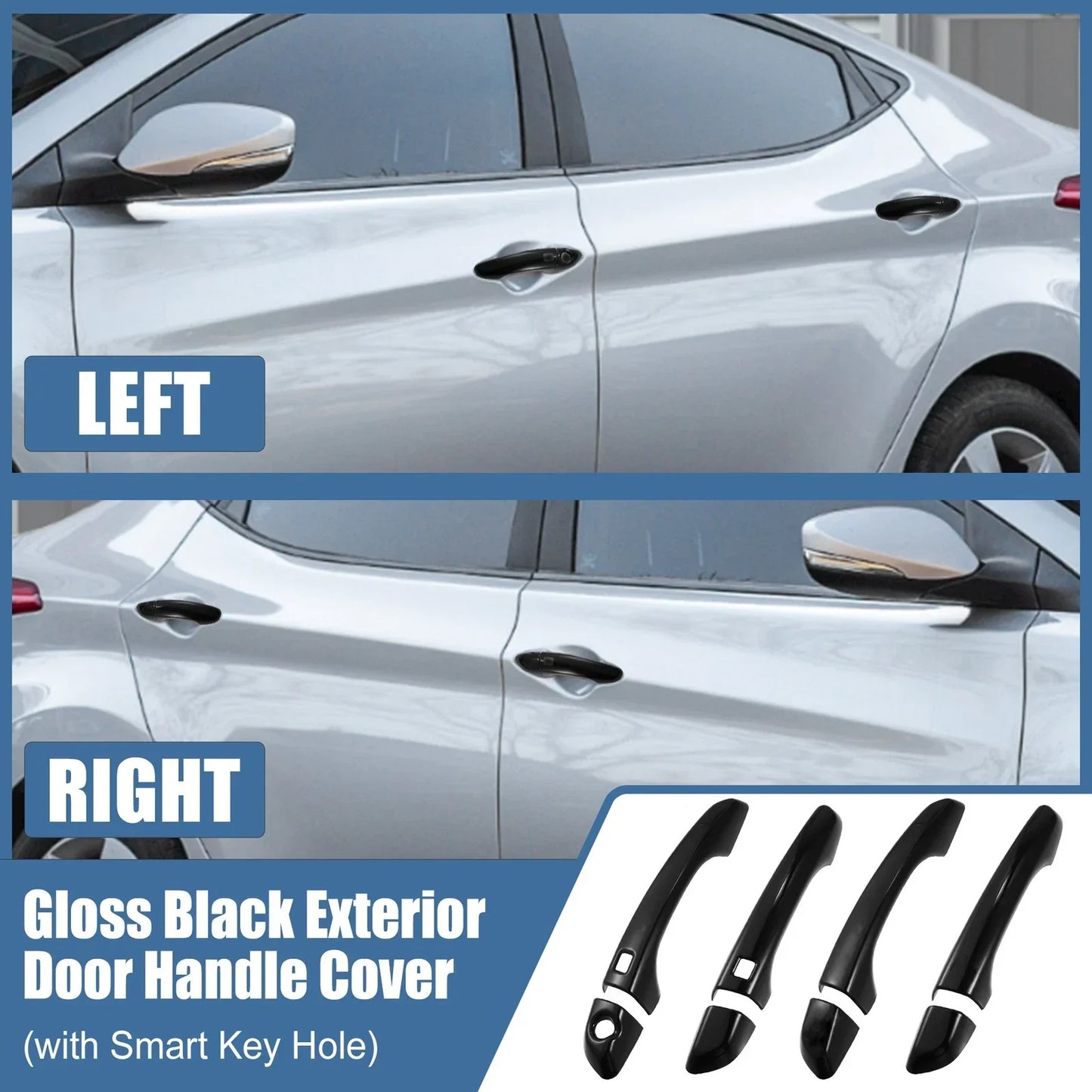 8pcs Exterior Side Door Handle Cover Trim for Hyundai Elantra (2017-2020)