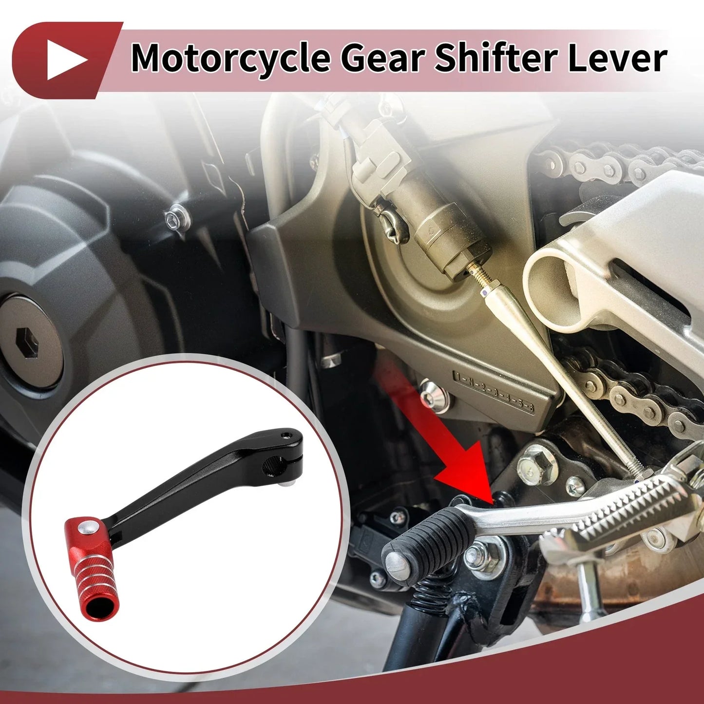 Folding Motorcycle Gear Shifter Lever for Honda CRF150F (2003-2017) Black Red