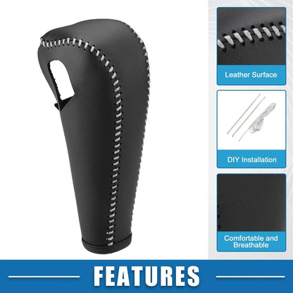 Gear Shift Lever Cover for Chevrolet Trax 2015-2021 Black Gray Stitching