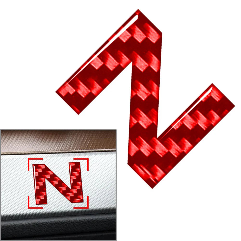 Carbon Red N Decals Stickers Emblem for Car Badge Alphabet Letter