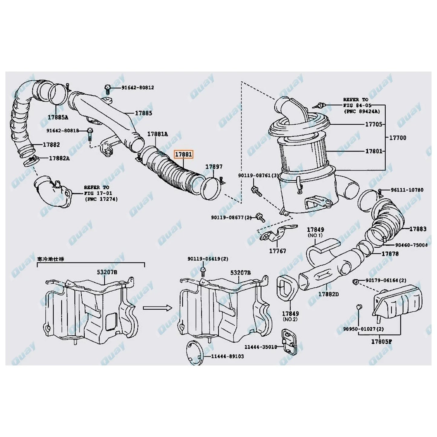 Air Cleaner Rubber Intake Hose for Toyota Hilux 4Runner Surf KZN130 (1997-2005)