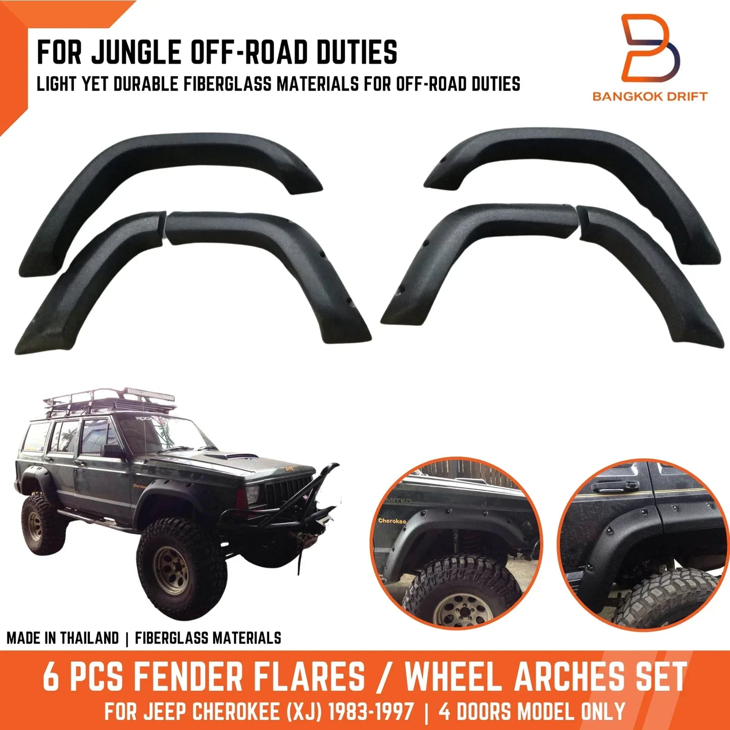 6 x Fender Flares Wheel Arch for Jeep Cherokee XJ (1983-1997)