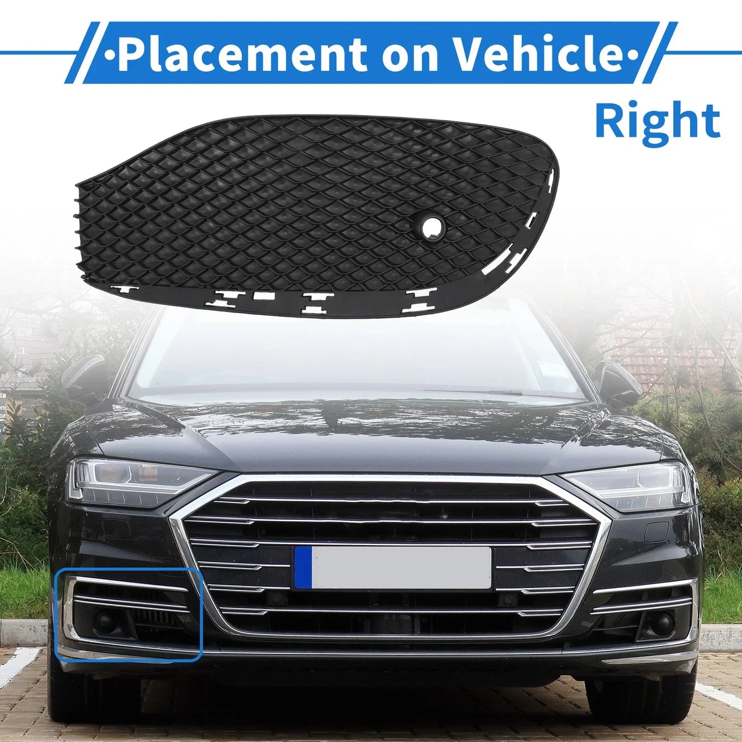 Front Right Fog Light Grill for Mercedes-Benz (2010-2015) Black 1 x Pc