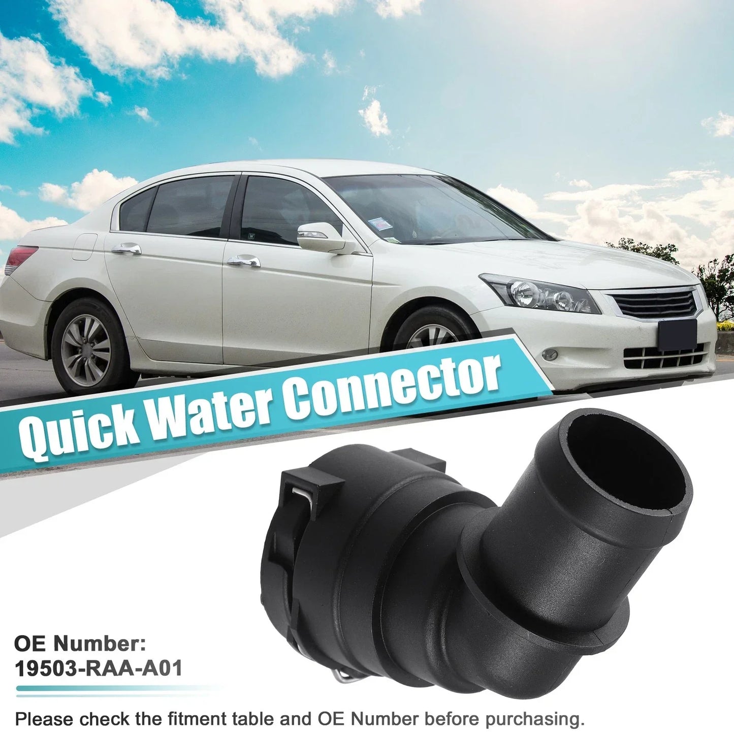 Engine Coolant Hose Connector for Honda Accord (2003-2007) - Plastic Black