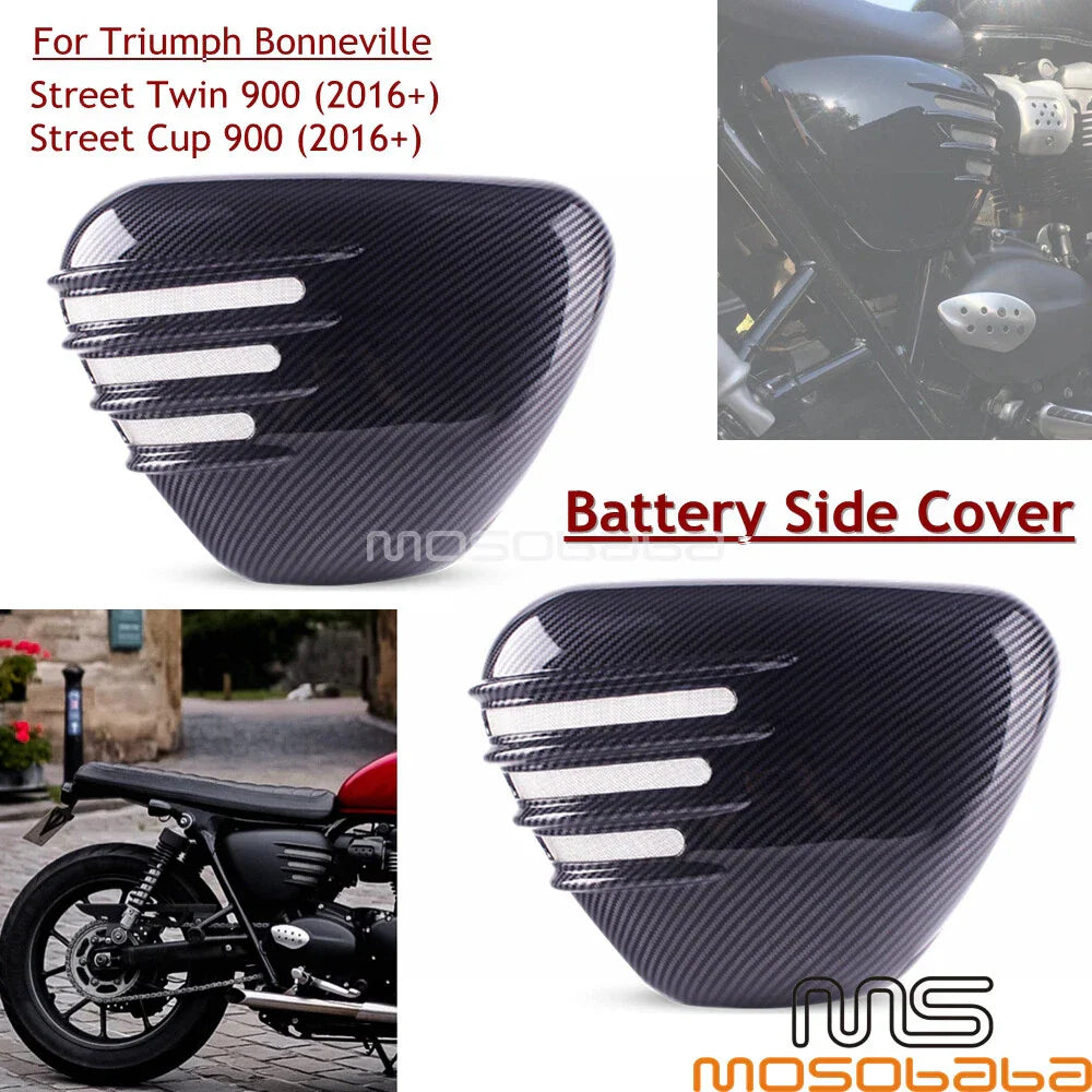 Ribbed Battery Side Panel Covers for Triumph Bonneville Street Twin/Cup 900