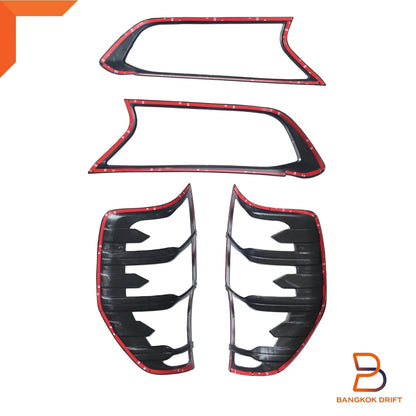 Matte Black Headlight Taillight Covers Trim for Ford Ranger T6 (2015-2021)