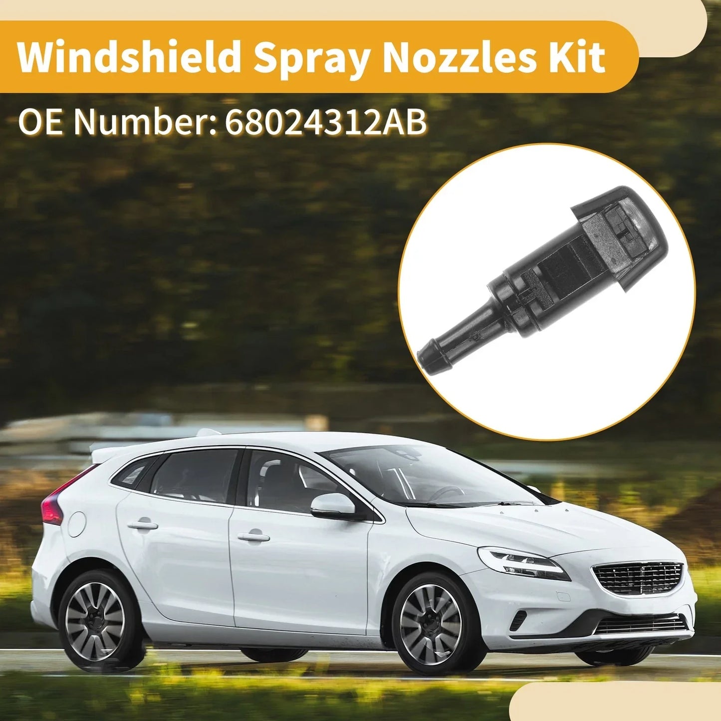Windshield Washer Nozzle Kit for Chrysler 300 (2011-2023) with Fluid Hose