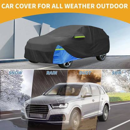 Waterproof Car Cover for Honda CRV (210D Oxford Cloth, Black/Blue)